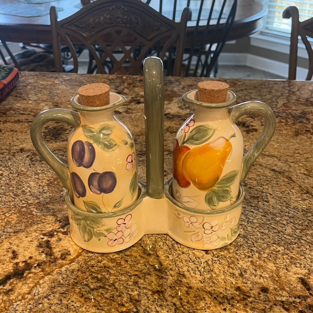 Fruit Grove Collection China Oil and Vinegar Set by Gibson